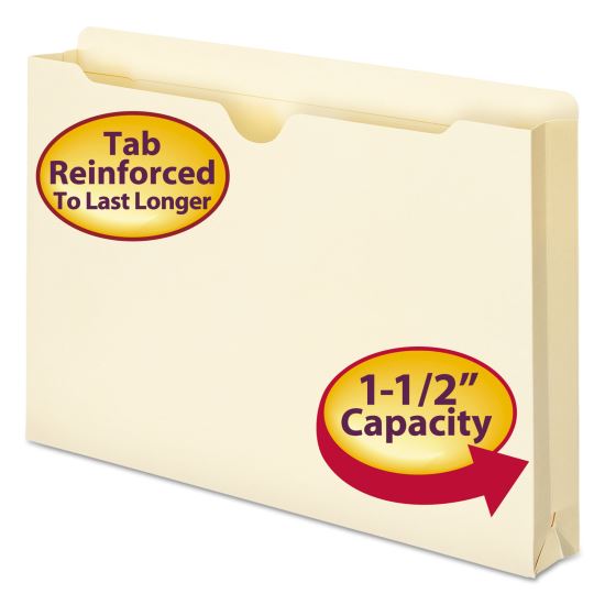 Manila File Jackets, 2-Ply Straight Tab, Legal Size, Manila, 50/Box1