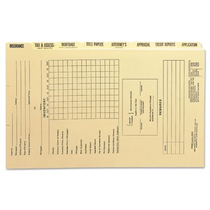 Pressboard Mortgage Folder Dividers, Pre-Printed, Legal Size, Manila, 8/Set, 12 Sets/Box1