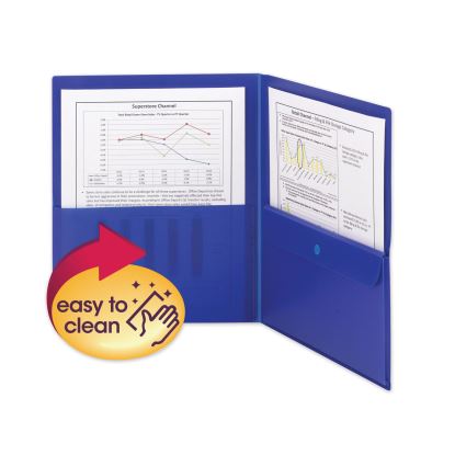 Poly Two-Pocket Folder with Security Pocket, 11 x 8 1/2, Blue, 5/Pack1