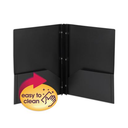 Poly Two-Pocket Folder with Fasteners, 180-Sheet Capacity, 11 x 8.5, Black, 25/Box1