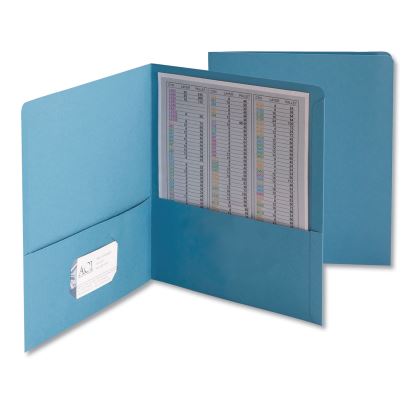 Two-Pocket Folder, Embossed Leather Grain Paper, 100-Sheet Capacity, 11 x 8.5, Blue, 25/Box1