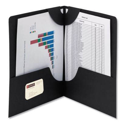 Lockit Two-Pocket Folder, Textured Paper, 100-Sheet Capacity, 11 x 8.5, Black, 25/Box1