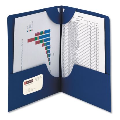 Lockit Two-Pocket Folder, Textured Paper, 100-Sheet Capacity, 11 x 8.5, Dark Blue, 25/Box1