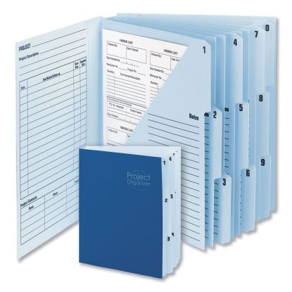 10-Pocket Project Organizer with Indexed Tabs (1-10), 10 Sections, Unpunched, 1/3-Cut Tabs, Letter Size, Lake Blue/Navy Blue1