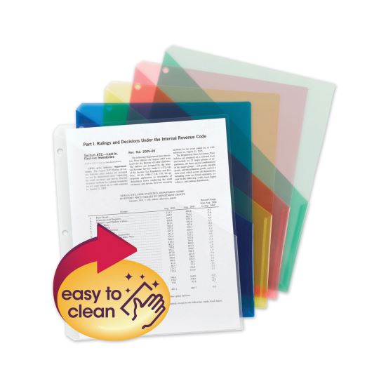 Organized Up Poly Slash Jackets, 2-Sections, Letter Size, Assorted Colors, 5/Pack1