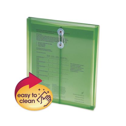 Poly String and Button Interoffice Envelopes, Open-End (Vertical), 9.75 x 11.63, Transparent Green, 5/Pack1