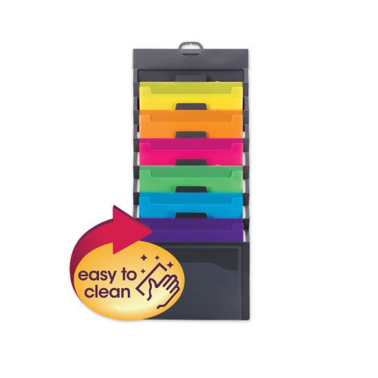 Cascading Wall Organizer, 6 Sections, Letter Size, 14.25 x 24.25, Gray, Neon Green, Neon Orange, Neon Pink, Purple, Yellow1