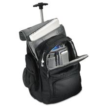 Rolling Backpack, Fits Devices Up to 15.6", Polyester, 14 x 8 x 21, Black/Charcoal1