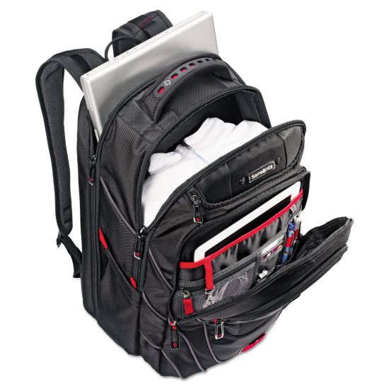 Tectonic PFT Backpack, Fits Devices Up to 17", Ballistic Nylon, 13 x 9 x 19, Black/Red1