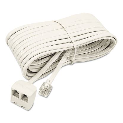 Telephone Extension Cord, Plug/Dual Jack, 25 ft., Almond1