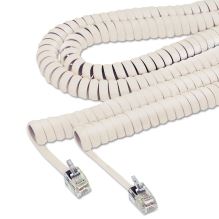 Coiled Phone Cord, Plug/Plug, 25 ft., Beige1