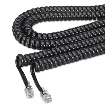 Coiled Phone Cord, Plug/Plug, 25 ft., Black1