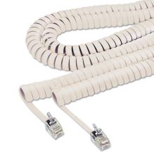 Coiled Phone Cord, Plug/Plug, 12 ft., Ivory1