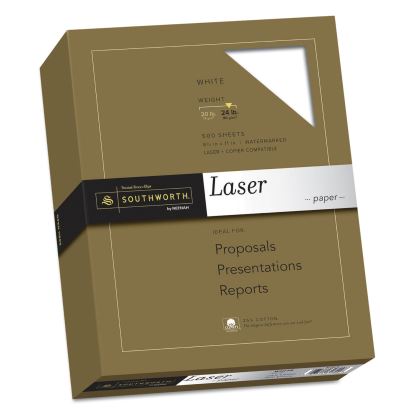 25% Cotton Laser Paper, 95 Bright, 24 lb Bond Weight, 8.5 x 11, White, 500/Ream1
