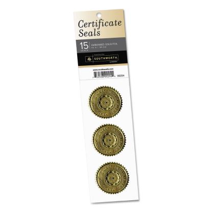 Certificate Seals, 1.75" dia., Gold, 3/Sheet, 5 Sheets/Pack1