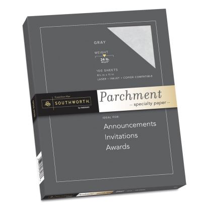 Parchment Specialty Paper, 24 lb Bond Weight, 8.5 x 11, Gray, 100/Pack1