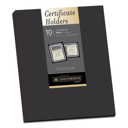 Certificate Holder, Black, 105lb Linen Stock, 12 x 9.5, 10/Pack1