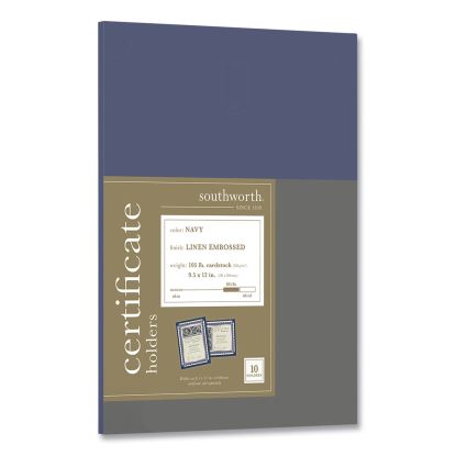 Certificate Holder, Navy, 105-lb Linen Stock, 12 x 9.5, 10/Pack1