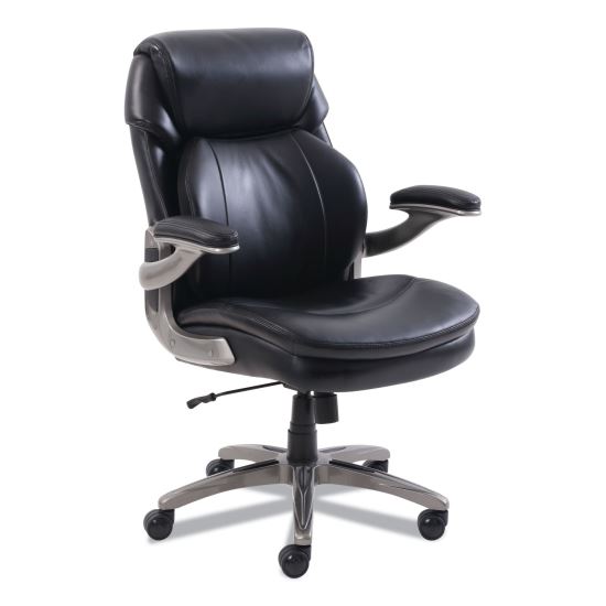 Cosset Mid-Back Executive Chair, Supports Up to 275 lb, 18.5" to 21.5" Seat Height, Black Seat/Back, Slate Base1