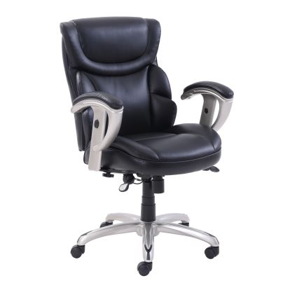 Emerson Task Chair, Supports Up to 300 lb, 18.75" to 21.75" Seat Height, Black Seat/Back, Silver Base1