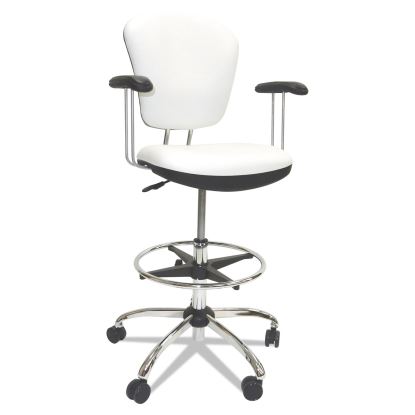 Lab and Healthcare Seating, Supports Up to 300 lb, 21" to 28" Seat Height, White Seat/Back, Chrome Base1