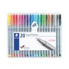 Triplus Fineliner Porous Point Pen, Stick, Extra-Fine 0.3 mm, Assorted Ink Colors, Silver Barrel, 20/Pack2