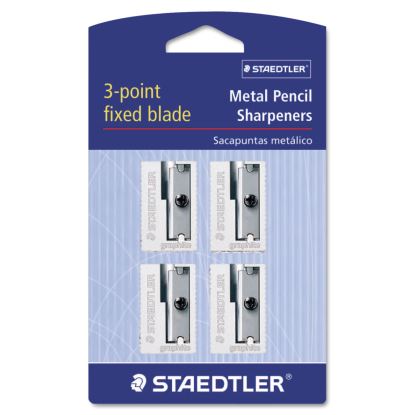 Handheld Metal Pencil Sharpener, 1.13 x 0.63 x 0.5, Silver, 4/Pack1