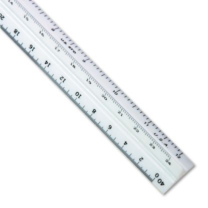 Triangular Scale Plastic Engineers Ruler, 12" Long, White1