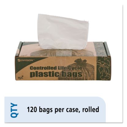 Controlled Life-Cycle Plastic Trash Bags, 13 gal, 0.7 mil, 24" x 30", White, 120/Box1