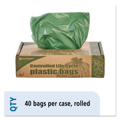 Controlled Life-Cycle Plastic Trash Bags, 33 gal, 1.1 mil, 33" x 40", Green, 40/Box1