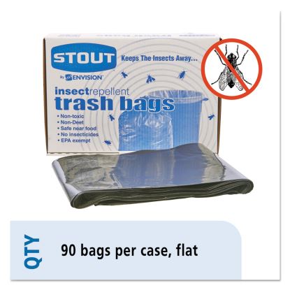 Insect-Repellent Trash Bags, 30 gal, 2 mil, 33" x 40", Black, 90/Box1