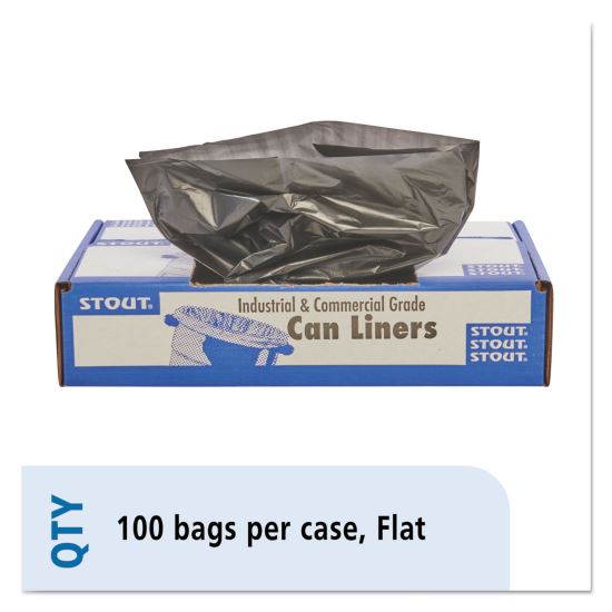 Total Recycled Content Plastic Trash Bags, 65 gal, 1.5 mil, 50" x 51", Brown/Black, 100/Carton1