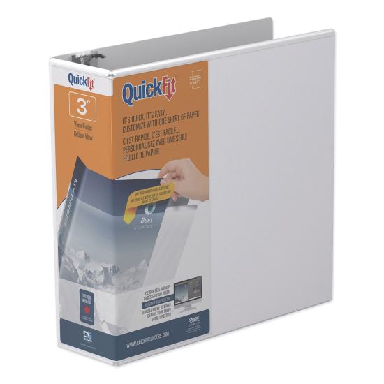 QuickFit D-Ring View Binder, 3 Rings, 3" Capacity, 11 x 8.5, White1