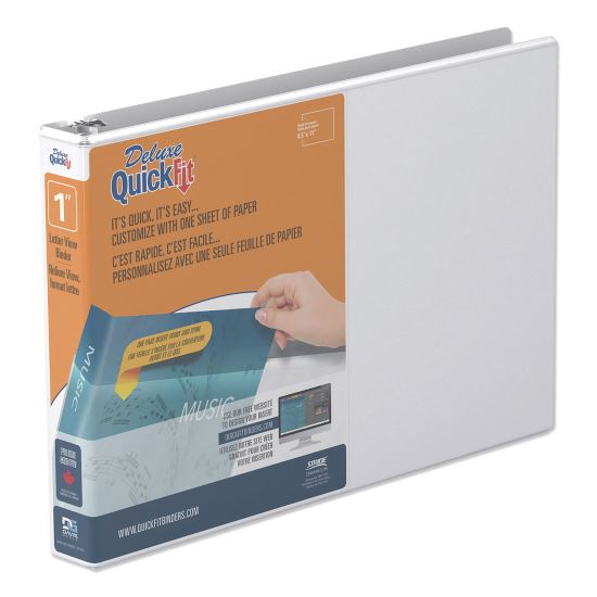 QuickFit Landscape Spreadsheet Round Ring View Binder, 3 Rings, 1" Capacity, 11 x 8.5, White1