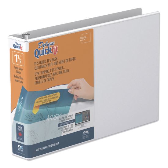 QuickFit Landscape Spreadsheet Round Ring View Binder, 3 Rings, 1.5" Capacity, 11 x 8.5, White1