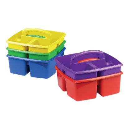 Small Art Caddies, 3 Sections, 9.25" x 9.25" x 5.25", Assorted Colors, 5/Pack1