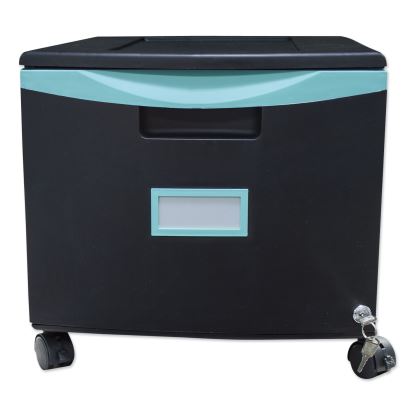 Single-Drawer Mobile Filing Cabinet, 1 Legal/Letter-Size File Drawer, Black/Teal, 14.75" x 18.25" x 12.75"1