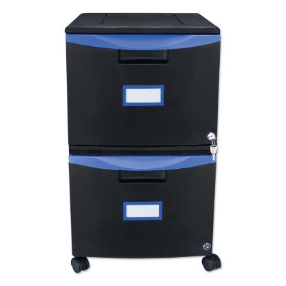 Two-Drawer Mobile Filing Cabinet, 2 Legal/Letter-Size File Drawers, Black/Blue, 14.75" x 18.25" x 26"1