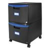 Two-Drawer Mobile Filing Cabinet, 2 Legal/Letter-Size File Drawers, Black/Blue, 14.75" x 18.25" x 26"2