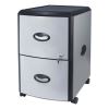 Mobile Filing Cabinet with Metal Siding, 2 Letter-Size File Drawers, Silver/Black, 19" x 15" x 23"2