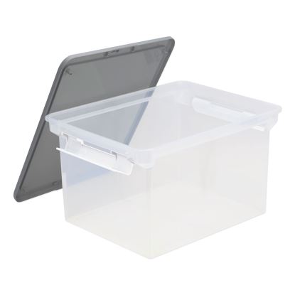 Portable File Tote with Locking Handles, Letter/Legal Files, 18.5" x 14.25" x 10.88", Clear/Silver1