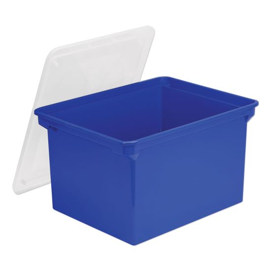Plastic File Tote, Letter/Legal Files, 18.5" x 14.25" x 10.88", Blue/Clear1