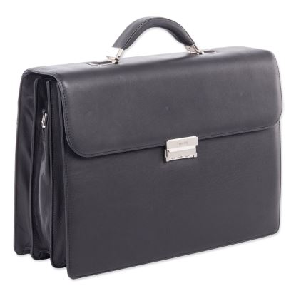 Milestone Briefcase, Fits Devices Up to 15.6", Leather, 5 x 5 x 12, Black1