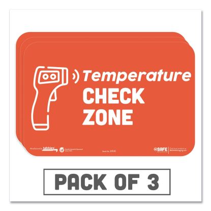 BeSafe Messaging Education Wall Signs, 9 x 6,  "Temperature Check Zone", 3/Pack1