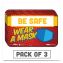 BeSafe Messaging Education Wall Signs, 9 x 6,  "Be Safe, Wear A Mask", 3/Pack1