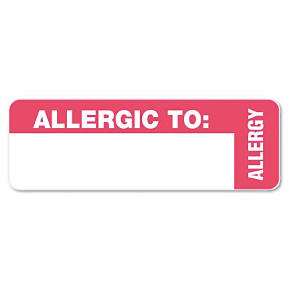Medical Labels, ALLERGIC TO, 1 x 3, White, 500/Roll1