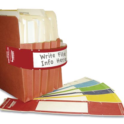 File Pocket Handles, 9.63 x 2, Red/White, 4/Sheet, 12 Sheets/Pack1