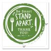 BeSafe Messaging Floor Decals, Be Smart Stand Apart; Knife/Fork; Thank You, 12" Dia., Green/White, 6/Carton2