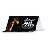 BeSafe Messaging Table Top Tent Card, 8 x 3.87, Sorry! Area Closed Thank You For Keeping A Safe Distance, Black, 10/Pack2