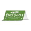 BeSafe Messaging Table Top Tent Card, 8 x 3.87, Sorry! Area Closed Thank You For Keeping A Safe Distance, Green, 100/Carton2